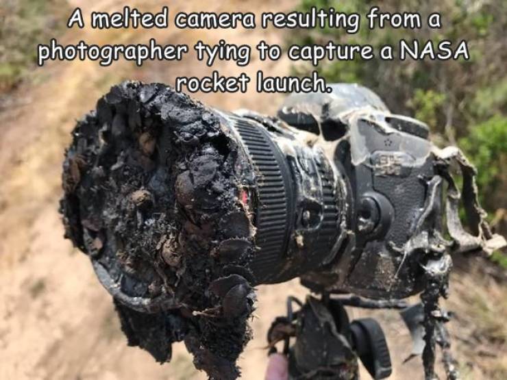 random pics - 2 lakh camera - A melted camera resulting from a photographer tying to capture a Nasa rocket launch.