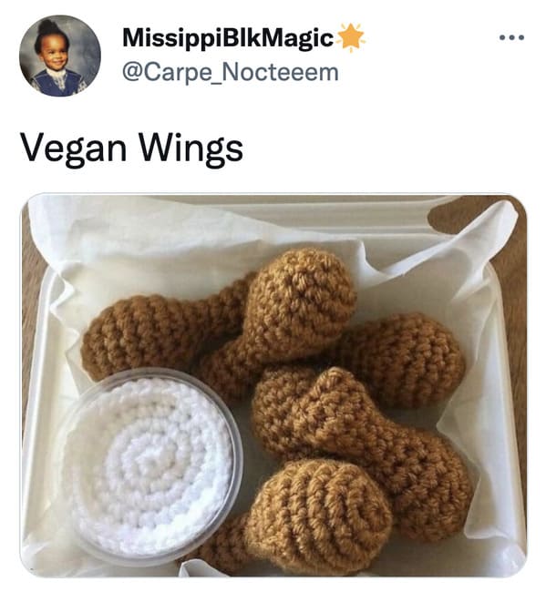 Funny Tweets  - Vegan wings - MissippiBlkMagic Vegan Wings
