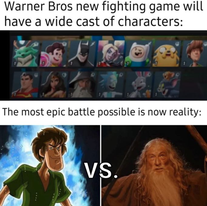 funny gaming memes - warner bros fighting game - Warner Bros new fighting game will have a wide cast of characters The most epic battle possible is now reality Vs.