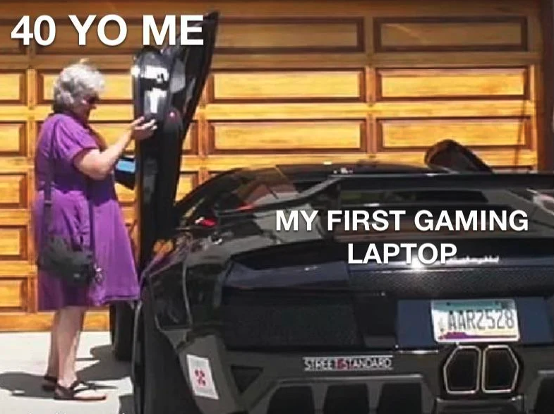 funny gaming memes  - 40 Yo Me My First Gaming Laptop MARZ528 Steelbyan Ares 3.