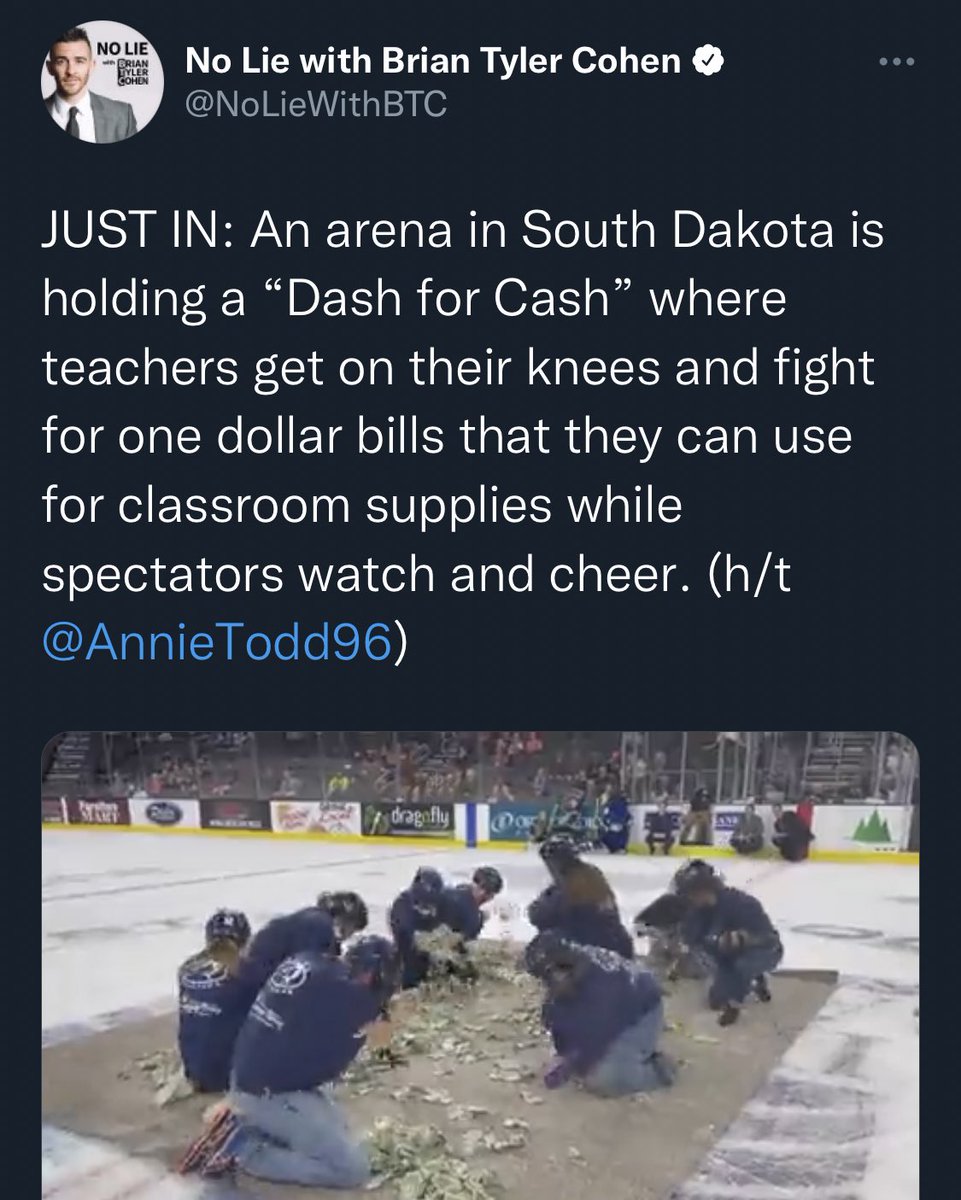 Crypto Bros Posting L's - sky - No Lie Brian Eyler Cohen Des No Lie with Brian Tyler Cohen Just In An arena in South Dakota is holding a Dash for Cash where teachers get on their knees and fight for one dollar bills that they can use for classroom supplie