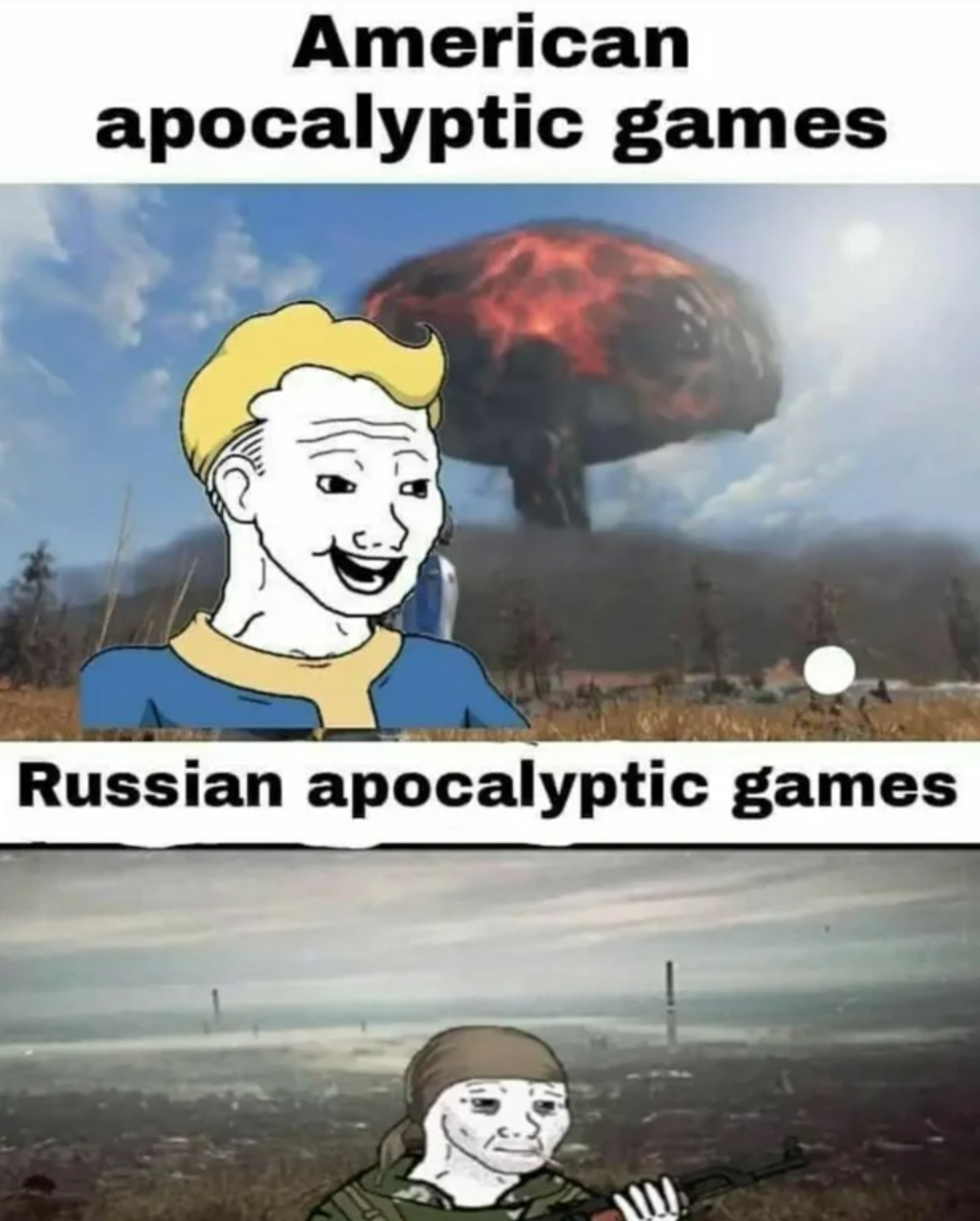 funny gaming memes - memes fallout - American apocalyptic games Russian apocalyptic games