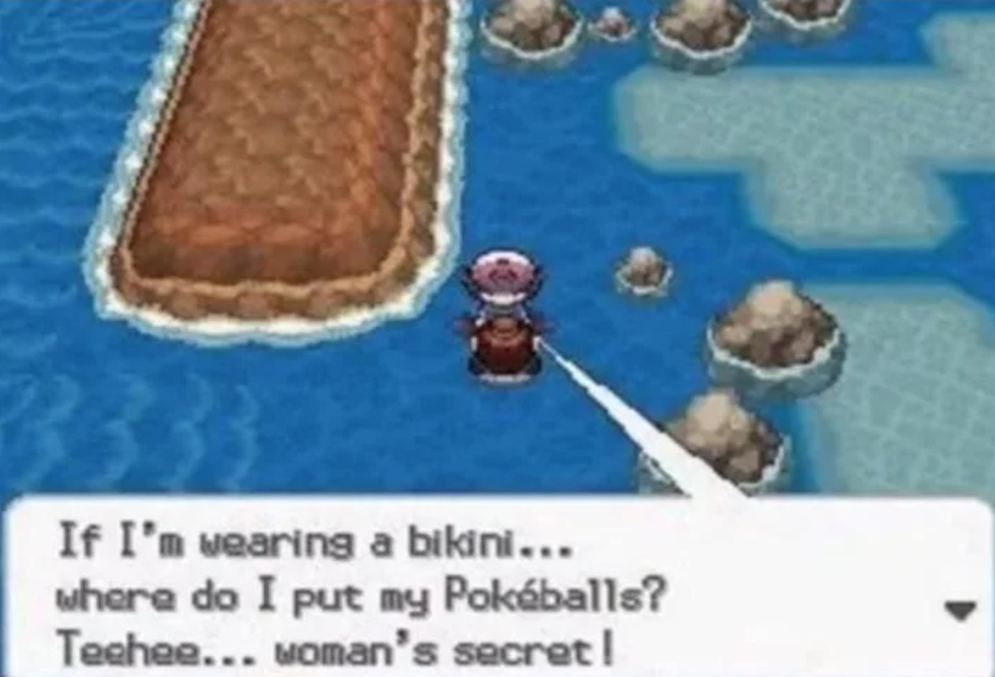 funny gaming memes  - - if i m wearing a bikini pokeball - If I'm wearing a bikini... where do I put my Pokballs? Teehee... woman's secret!