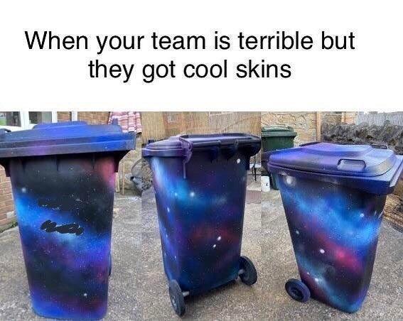 funny gaming memes - your team is terrible but they have cool skins - When your team is terrible but they got cool skins