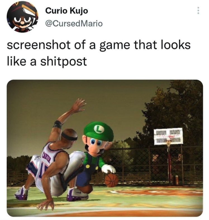 funny gaming memes - nba street vol 3 - Curio Kujo Mario screenshot of a game that looks a shitpost