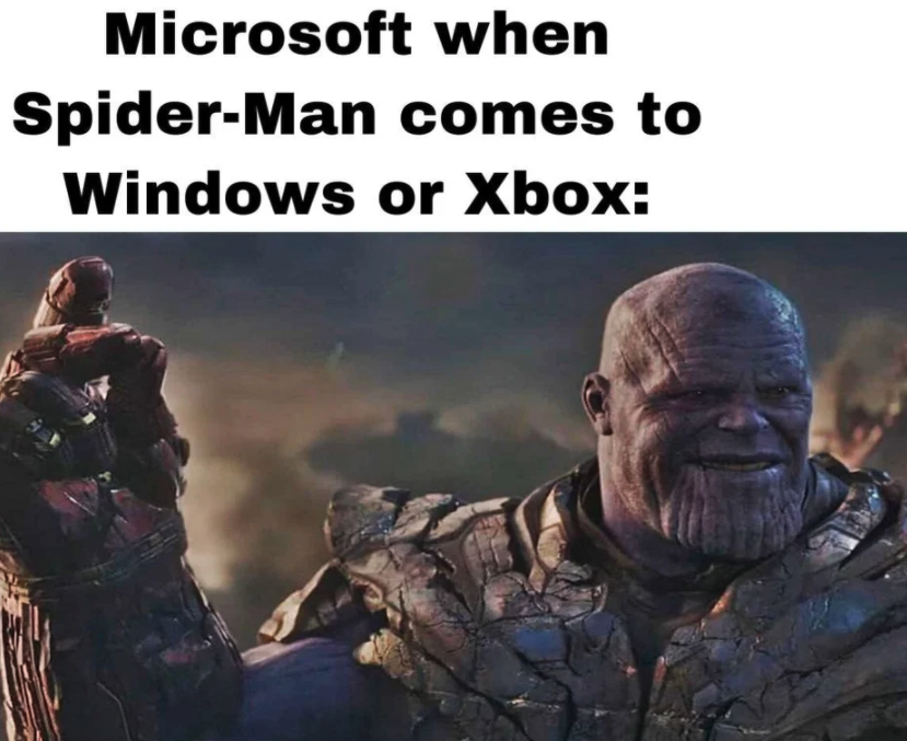 funny gaming memes - golden corral - Microsoft when SpiderMan comes to Windows or Xbox
