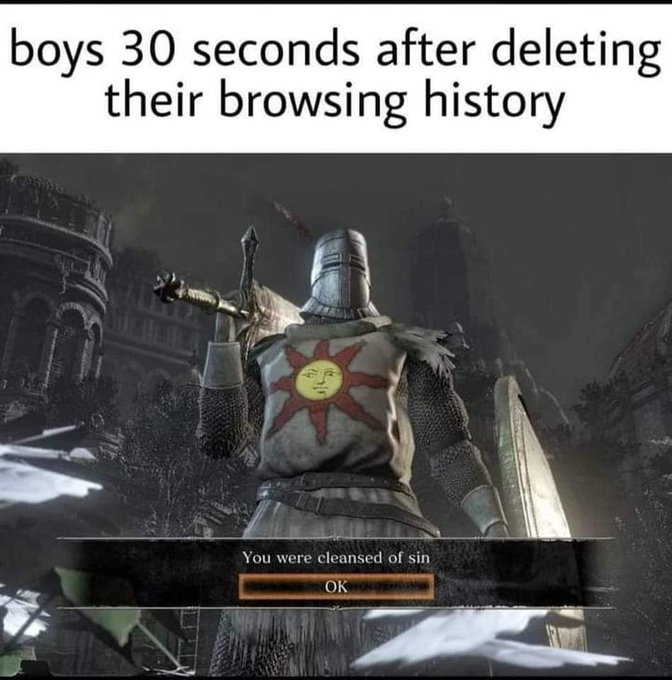 funny gaming memes - dark souls memes - boys 30 seconds after deleting their browsing history 26 You were cleansed of sin Ok