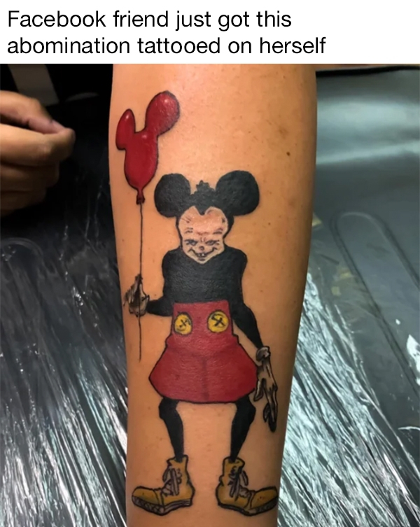 cursed pics - arm - Facebook friend just got this abomination tattooed on herself