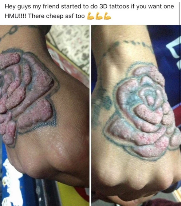 cursed pics - tattoo turning green - Hey guys my friend started to do 3D tattoos if you want one Hmu!!!! There cheap asf too Lll