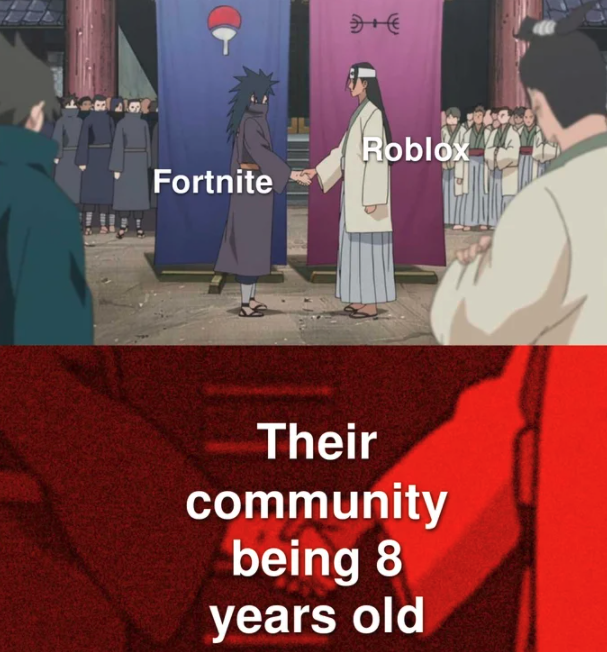 funny gaming memes - destroy cocomelon - Roblox Fortnite Their community being 8 years old