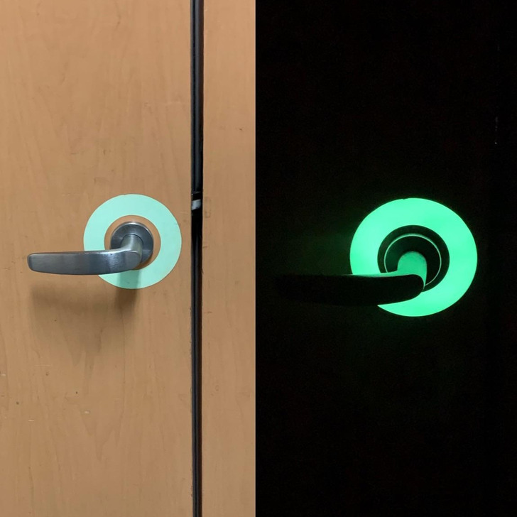 “These glow in the dark door handle stickers in case the power goes out when you’re in the room.”