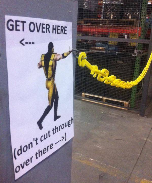 awesome random pics and photos - funny mortal kombat memes - Get Over Here don't cut through over there >>