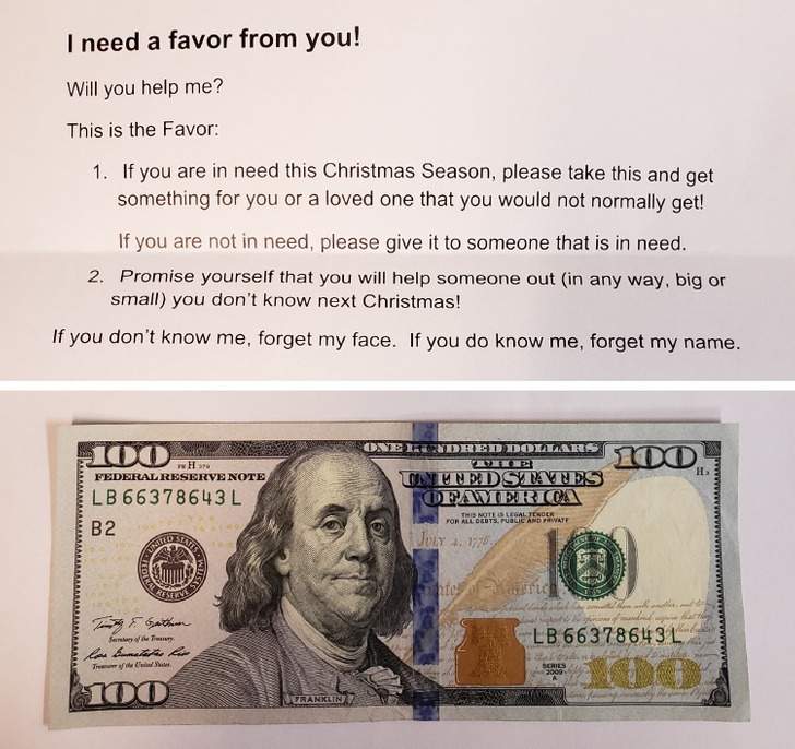 wholesome pics and memes - 100 dollar bill - I need a favor from you! Will you help me? This is the Favor 1. If you are in need this Christmas Season, please take this and get something for you or a loved one that you would not normally get! If you are no