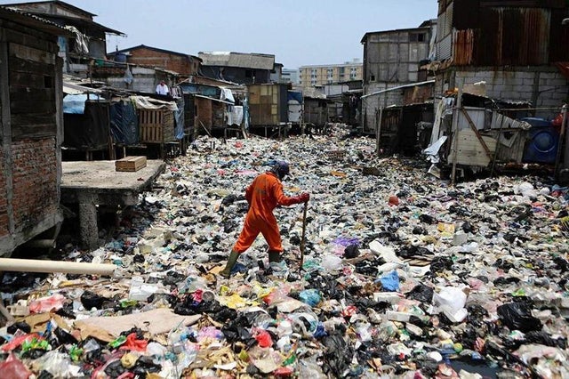 u/[deleted]: <br> Gendong River in Pluit, North Jakarta, Indonesia. The waterway is completely clogged with garbage.