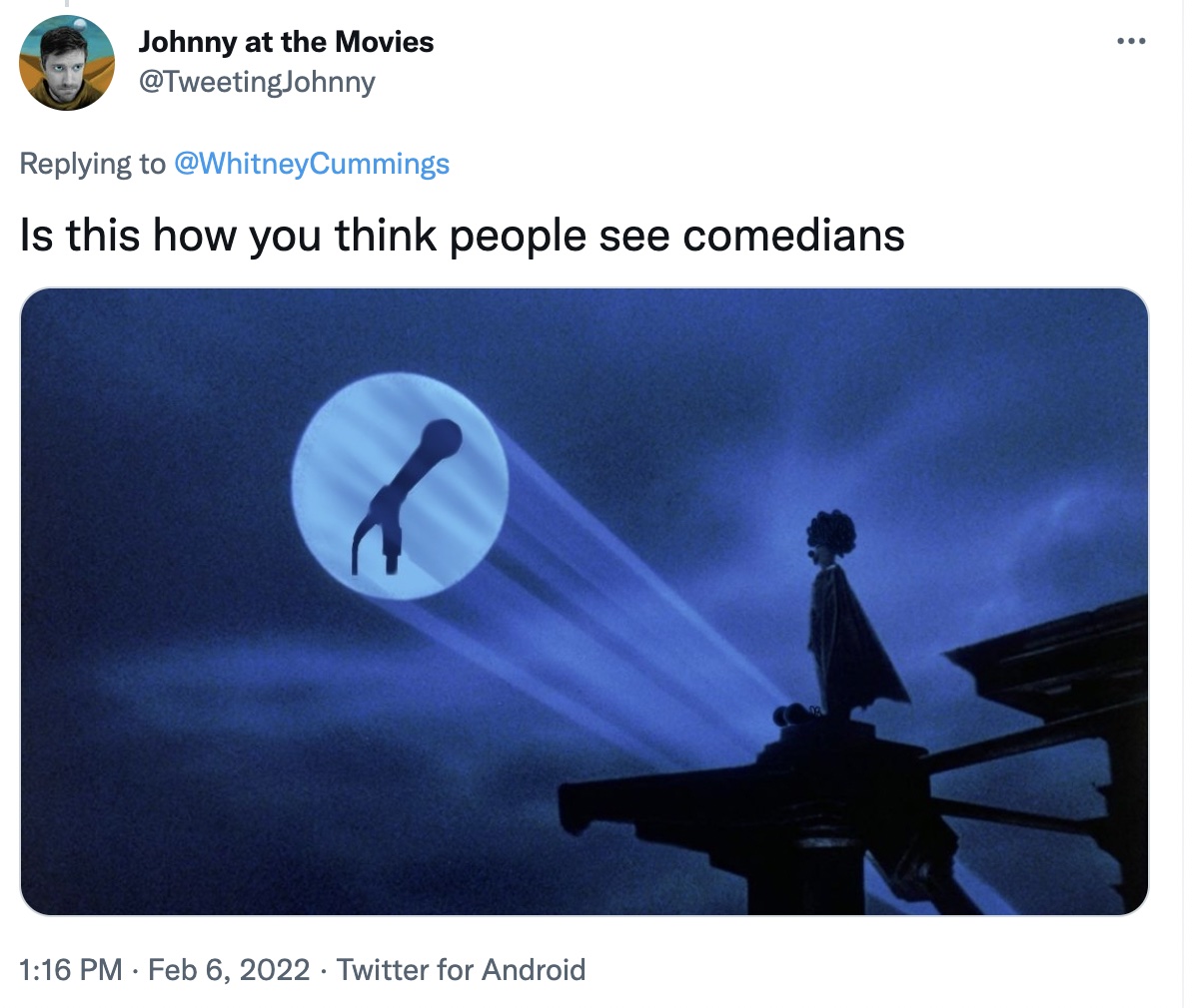 a comedian's job tweets - guns n roses absurd - Johnny at the Movies Cummings Is this how you think people see comedians Twitter for Android