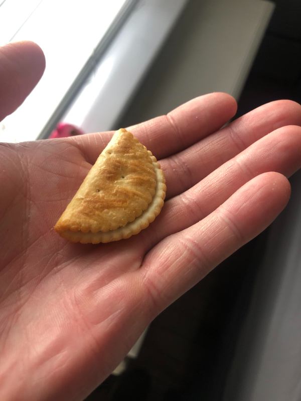 “Found a folded over cracker in a box of Ritz crackers”