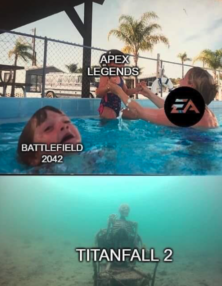 funny gaming memes - minecraft drowning kid meme - Apex Legends Battlefield 2042 Titanfall 2