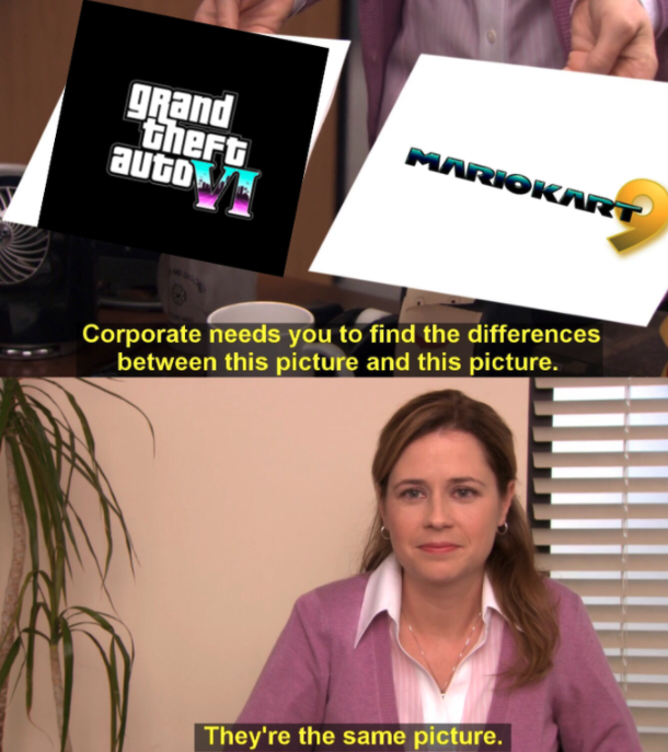 funny gaming memes - epic dream smp fanart - grand theft auto Mariokart Corporate needs you to find the differences between this picture and this picture. They're the same picture.