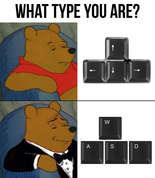 funny gaming memes - iphone is trash - What Type You Are? W A S D