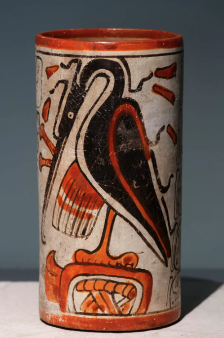 artifacts from history  - A Maya painted vessel with a water bird. Late Classic Period, 550–950 CE, sold at Sotheby's in 2019