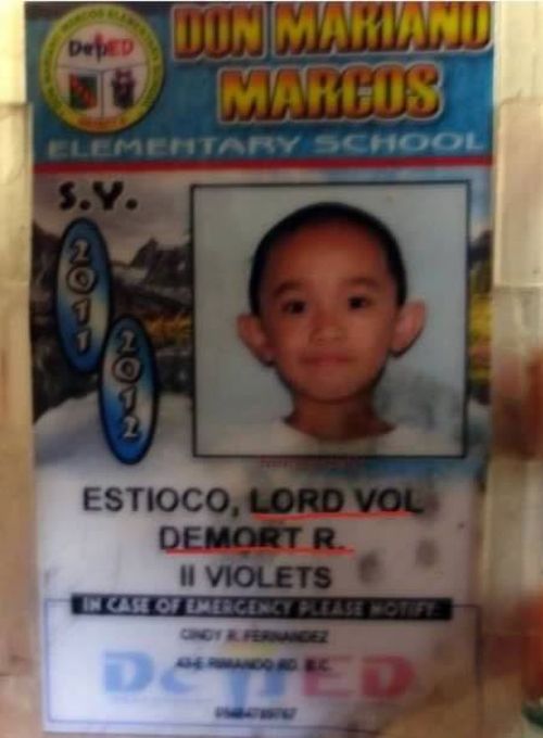 kid named lord voldemort - Defety Dun Marand Mareds Elementary School S.Y. 2 Estioco, Lord Vol Demort R. I Violets In Case Of Emergent Please Notre Det
