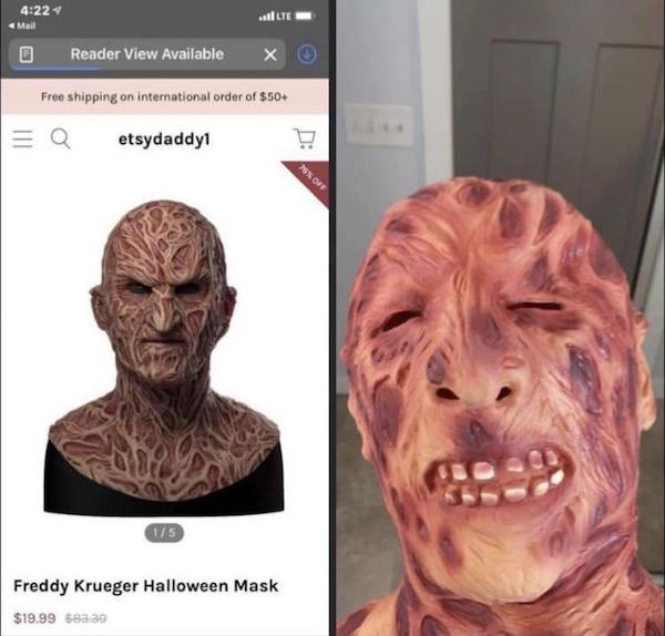 expectations vs reality - freddy krueger from wish - Mail silit Reader View Available X Free shipping on international order of $50 Q etsydaddy1 D En Of 175 Freddy Krueger Halloween Mask $19.99 $82.30