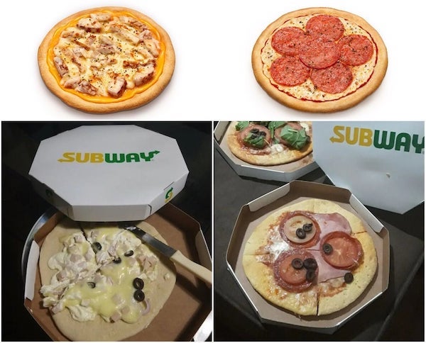 expectations vs reality - subway brazil pizza - Subway Subway