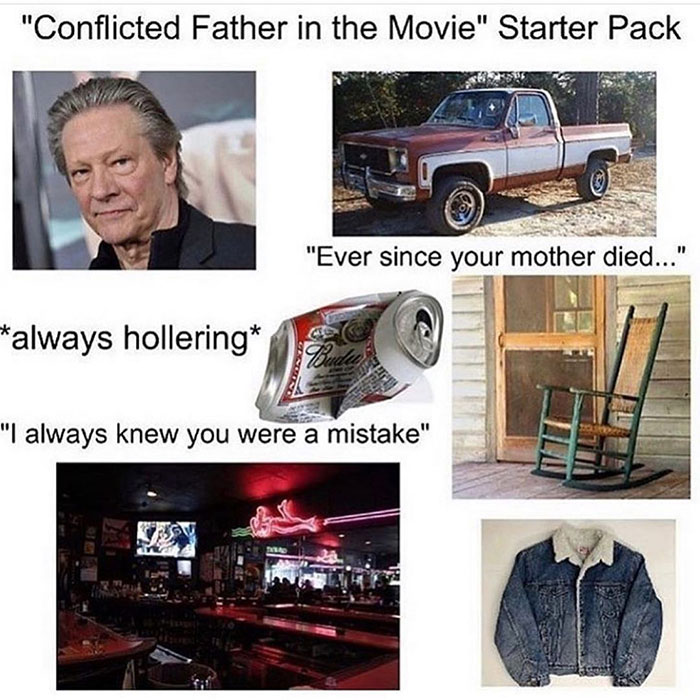relatable memes - conflicted father starter pack -