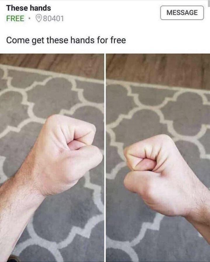 monday morning randomness - come get these hands for free - These hands Free . 080401 Message Come get these hands for free
