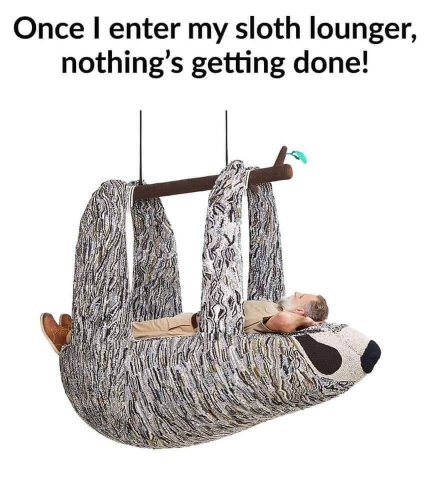 monday morning randomness - sloth lounger - Once I enter my sloth lounger, nothing's getting done!