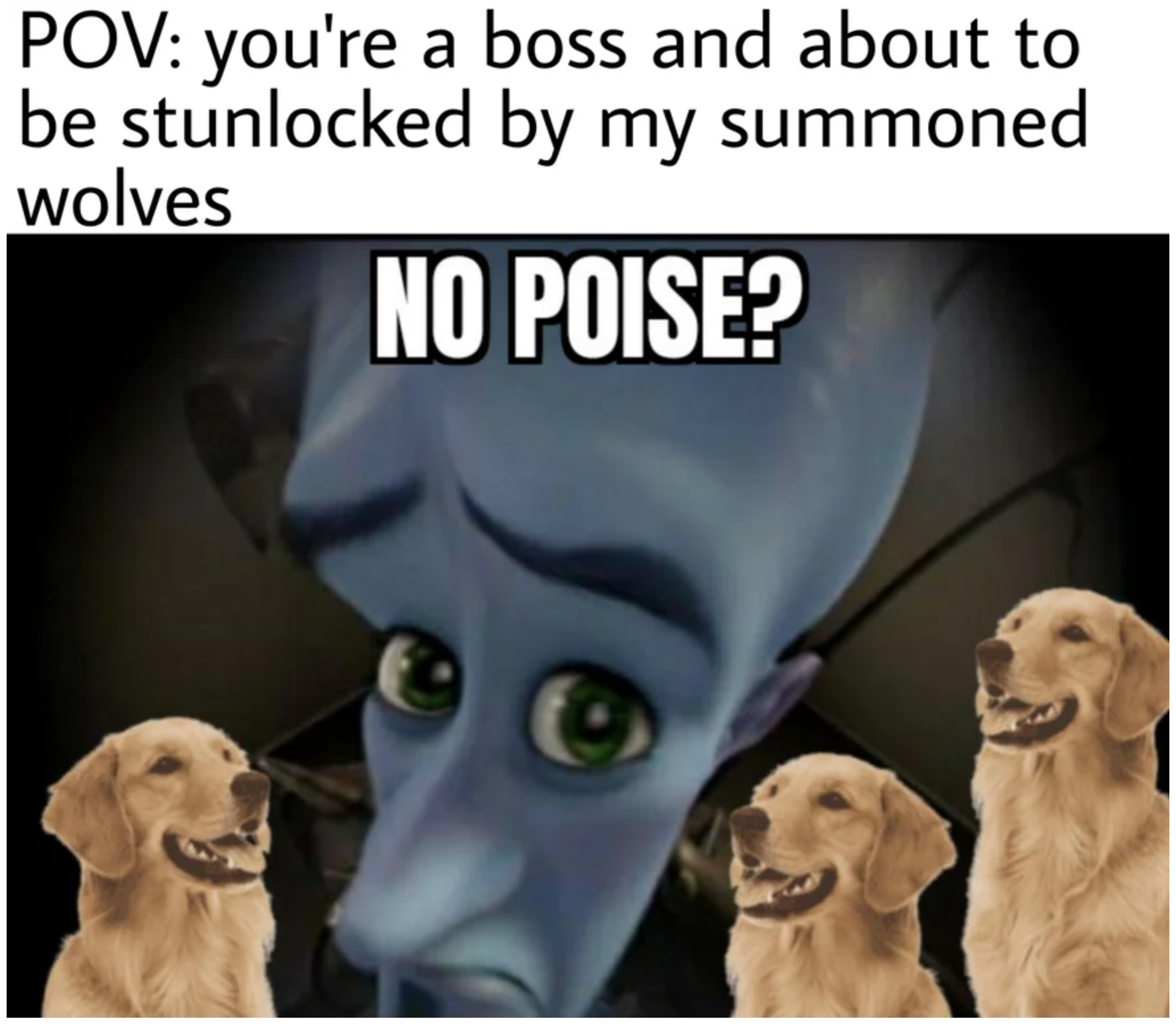 elden ring memes - no maidens elden ring megamind - Pov you're a boss and about to be stunlocked by my summoned wolves No Poise?