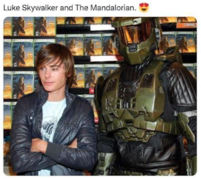 funny gaming memes - luke skywalker and troy bolton - Luke Skywalker and The Mandalorian. Com