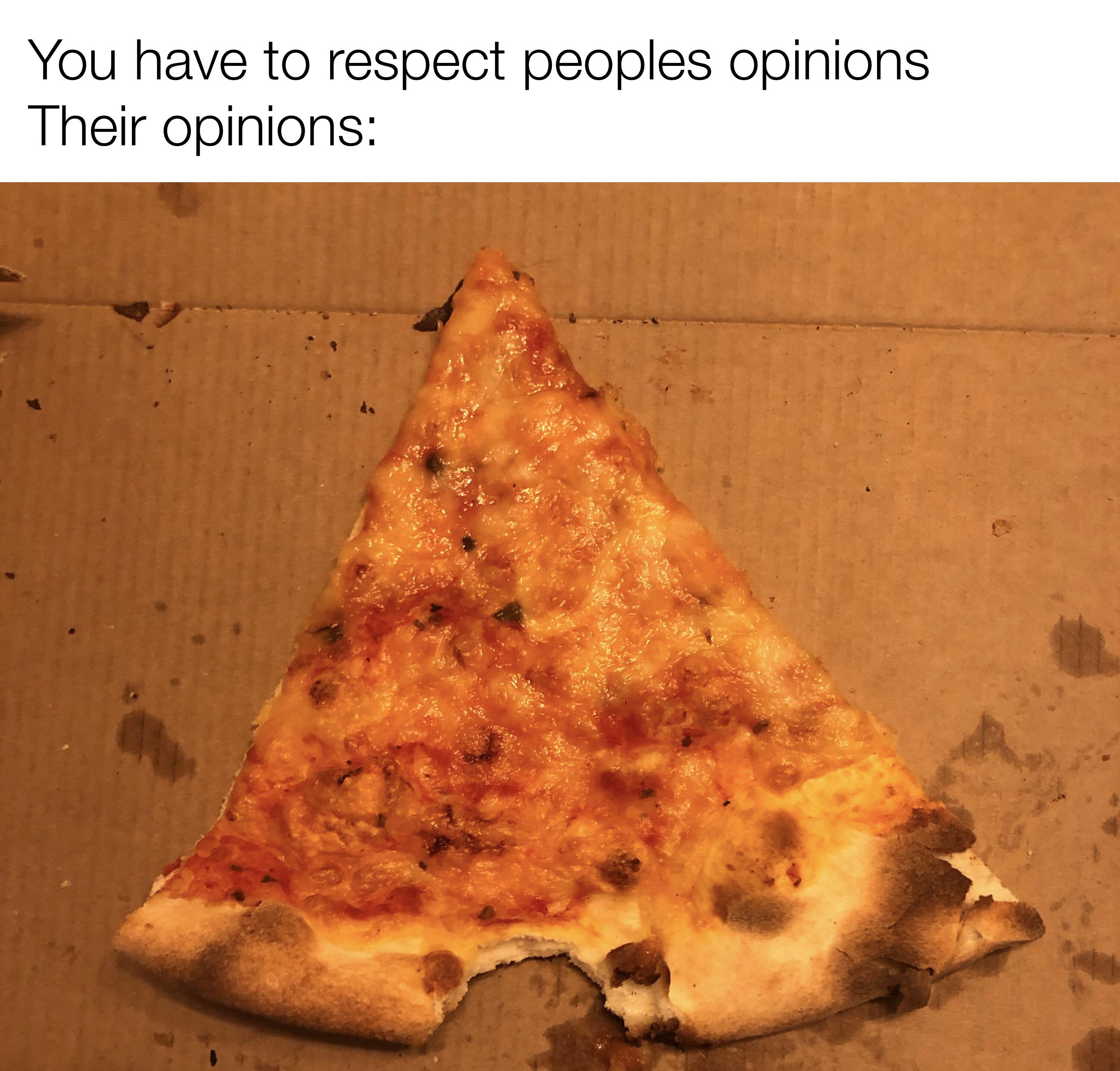 monday morning randomness - pizza - You have to respect peoples opinions Their opinions