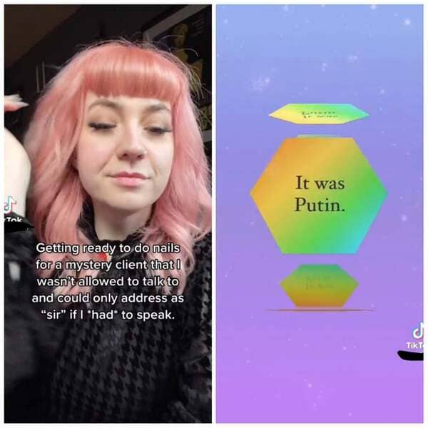 people lying online - hair coloring - It was Putin. Tak Getting ready to do nails for a mystery client that I wasn't allowed to talk to and could only address as "sir" if I had to speak. TikT