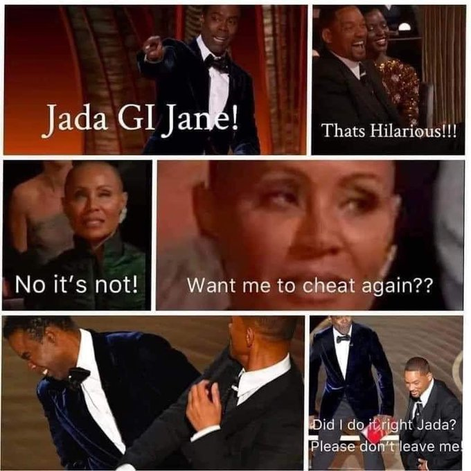 Will Smith Slap memes -  Jada and will cartoon panel oscars moment