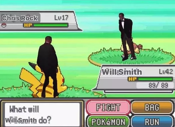 funny gaming memes - games - Lw17 Chris Rock Hp WillSmith Lv42 Hp Bag What will Will Smith do? Fight Pokmony Run