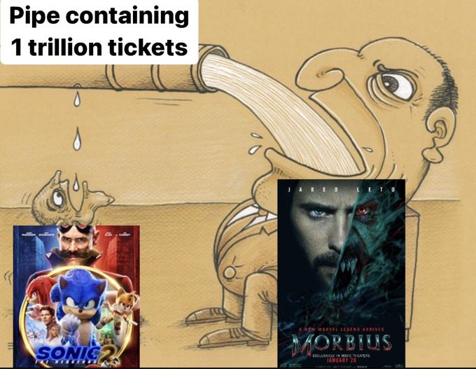 Morbius Memes - it's morbin time - grimbo jontron - Pipe containing 1 trillion tickets 0 Mletelles Aleves Tit Vorbius Sonic Mtu Eatenin Tart 20