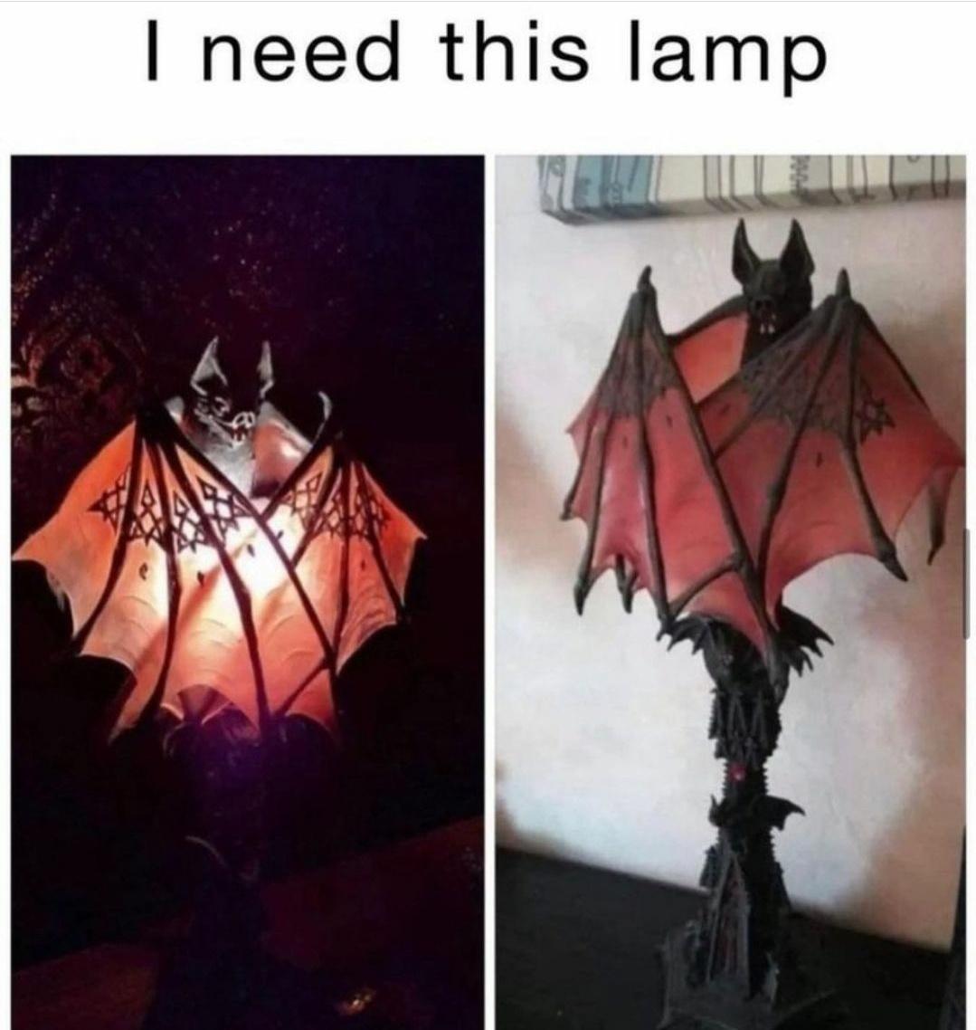 awesome randoms and funny memes - nemesis now shadow wing bat lamp - I need this lamp