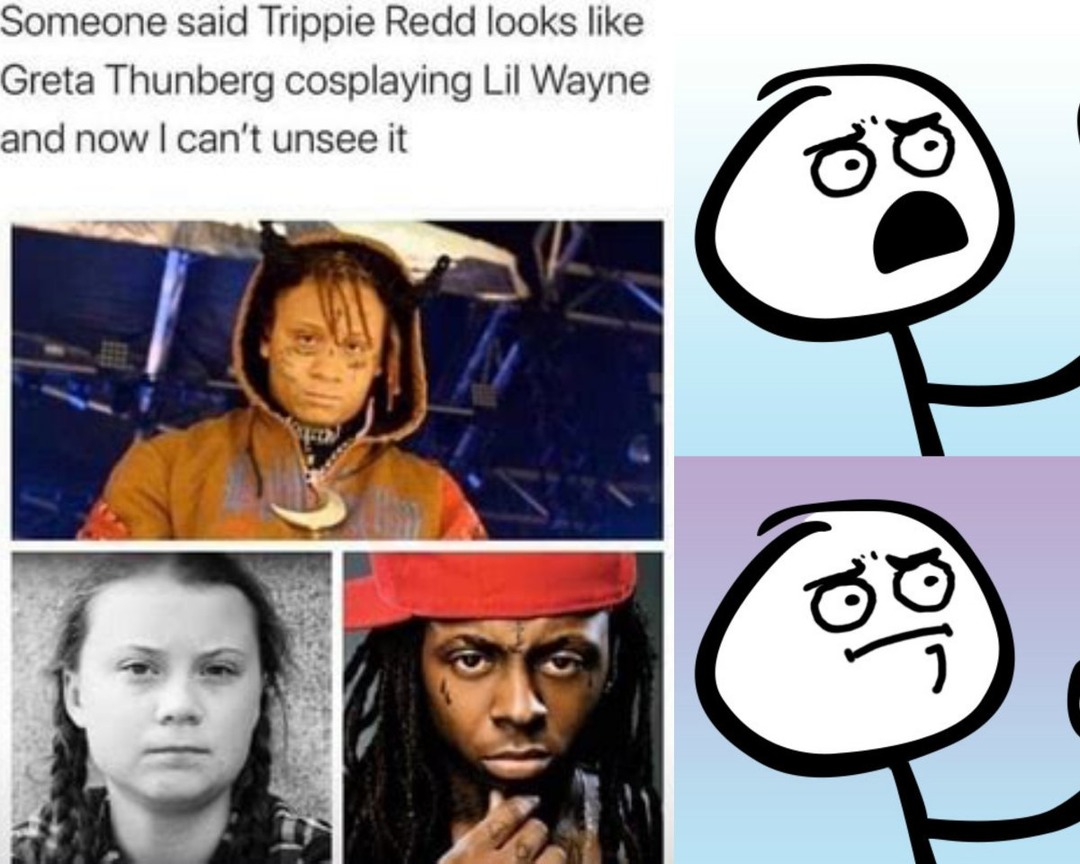 awesome randoms and funny memes - trippie redd looks like greta thunberg - Someone said Trippie Redd looks Greta Thunberg cosplaying Lil Wayne and now I can't unsee it o To o