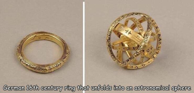 cool pics - 16th century ring that unfolds into an astronomical sphere - ue 53 Brab La Va Pos Di German 16th century ring that unfolds into an astronomical sphere