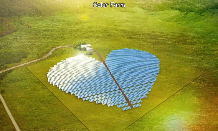 cool pics - heart shaped solar panel - Solar Farm