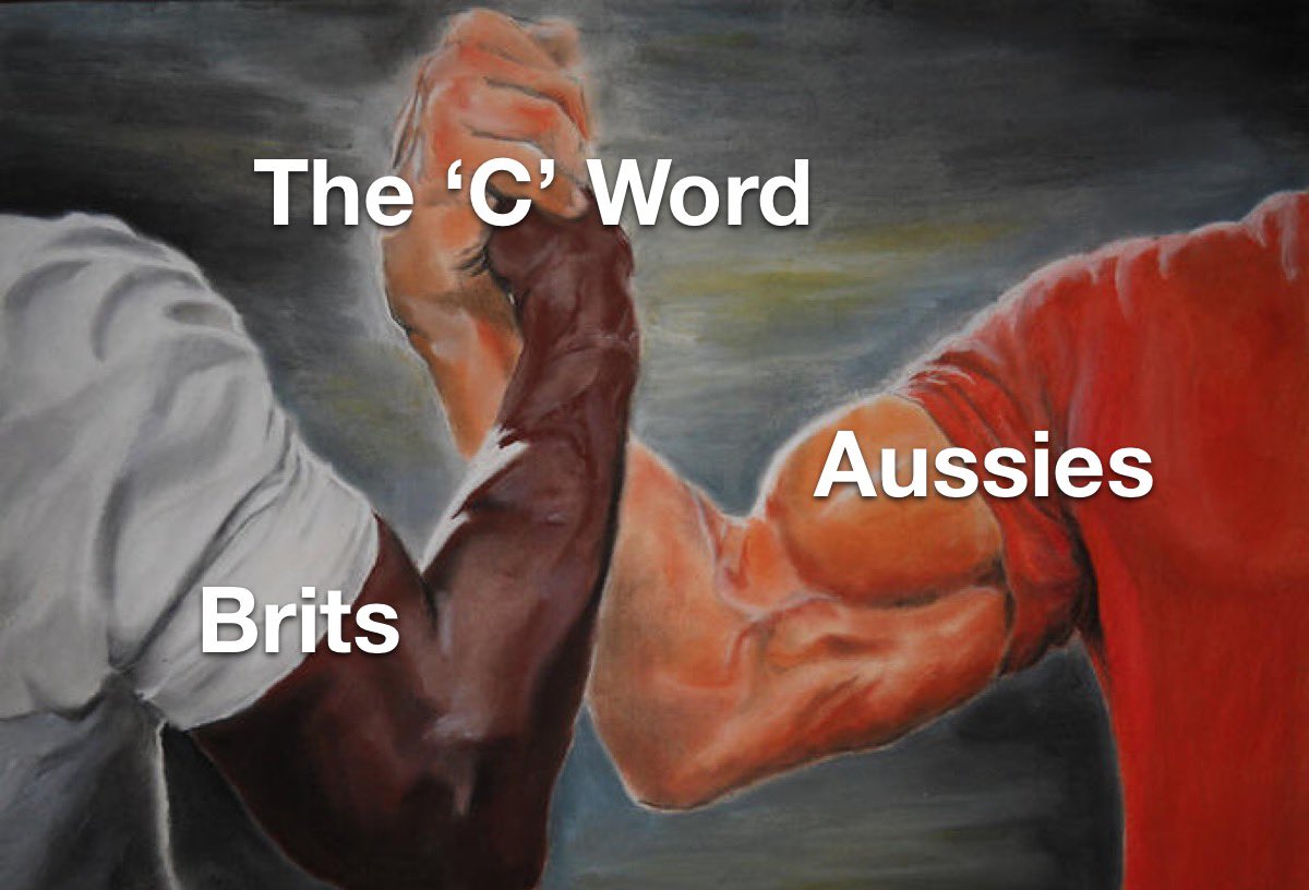 British Stereotypes - carl weathers arnold schwarzenegger meme - The 'C' Word Aussies Brits