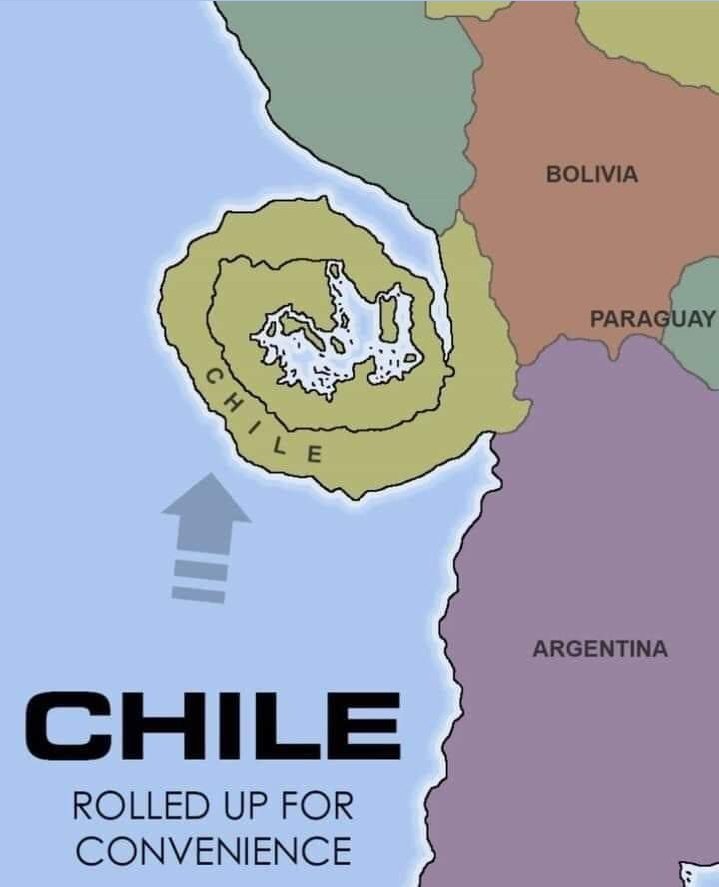 Terrible Maps - chile rolled up for convenience - Bolivia Paraguay Le Argentina Chile Rolled Up For Convenience