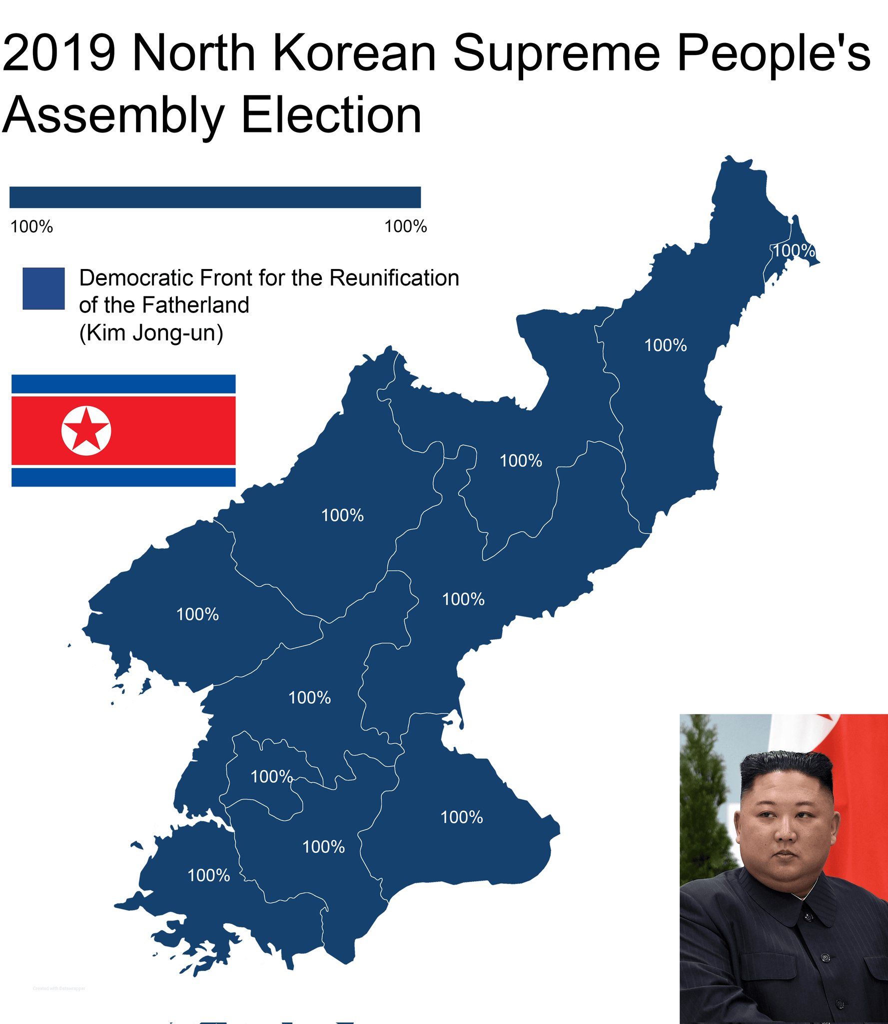 Terrible Maps - north korea map png - 2019 North Korean Supreme People's Assembly Election 100% 100% 5100% Democratic Front for the Reunification of the Fatherland Kim Jongun 100% 100% 100% 100% 100% 100% 100% 100% 100% 100%