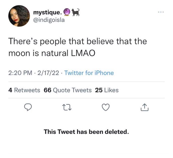 unhinged tweets - angle - mystique. There's people that believe that the moon is natural Lmao 21722 Twitter for iPhone 4 66 Quote Tweets 25 27 This Tweet has been deleted.