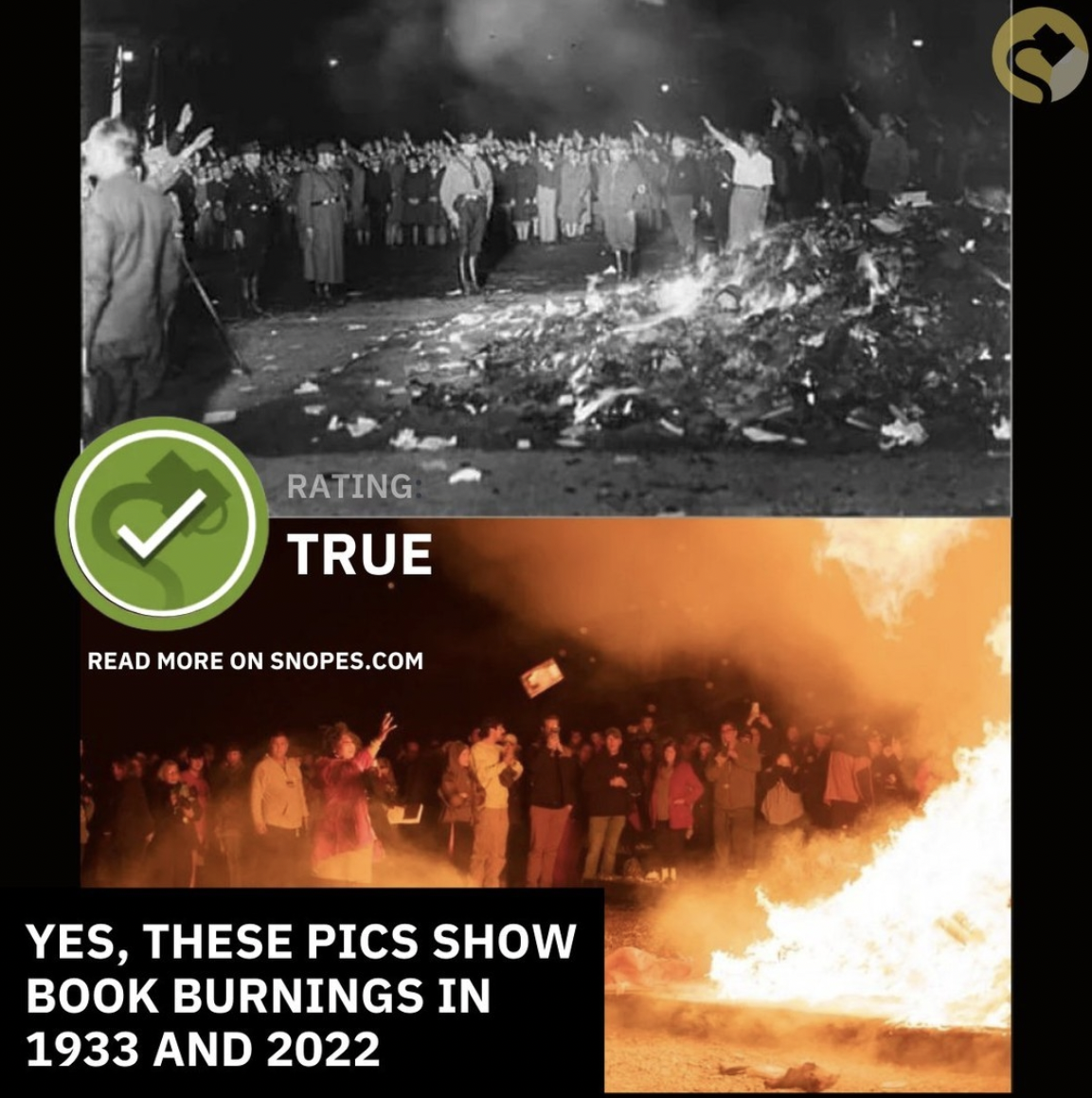 Snopes Facts - book burning 2022 - Rating True Read More On Snopes.Com Yes, These Pics Show Book Burnings In 1933 And 2022