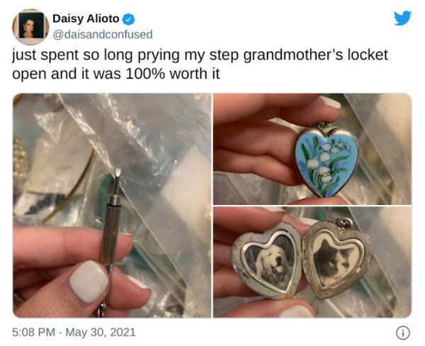 wholesome pics - nail - Daisy Alioto just spent so long prying my step grandmother's locket open and it was 100% worth it