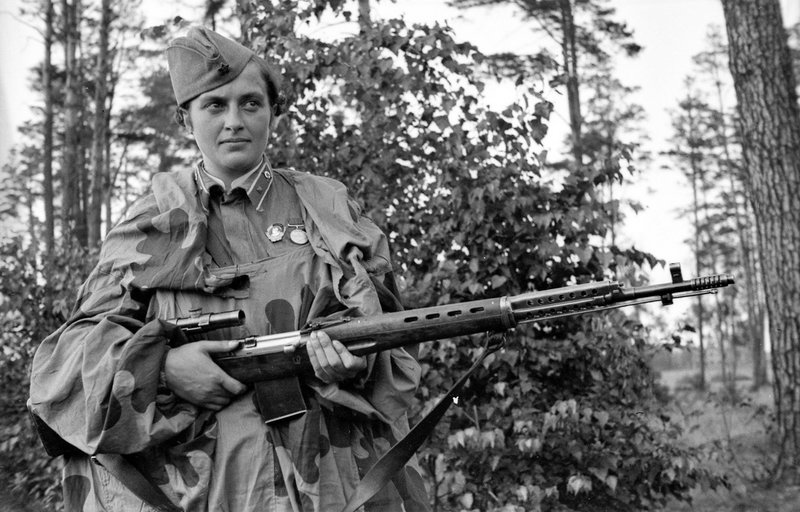 Lyudmila Mikhailovna Pavlichenko “Lady Death” a Soviet sniper that by the end of World War II, she had 309 confirmed kills making her the most successful female sniper in history, c. 1942