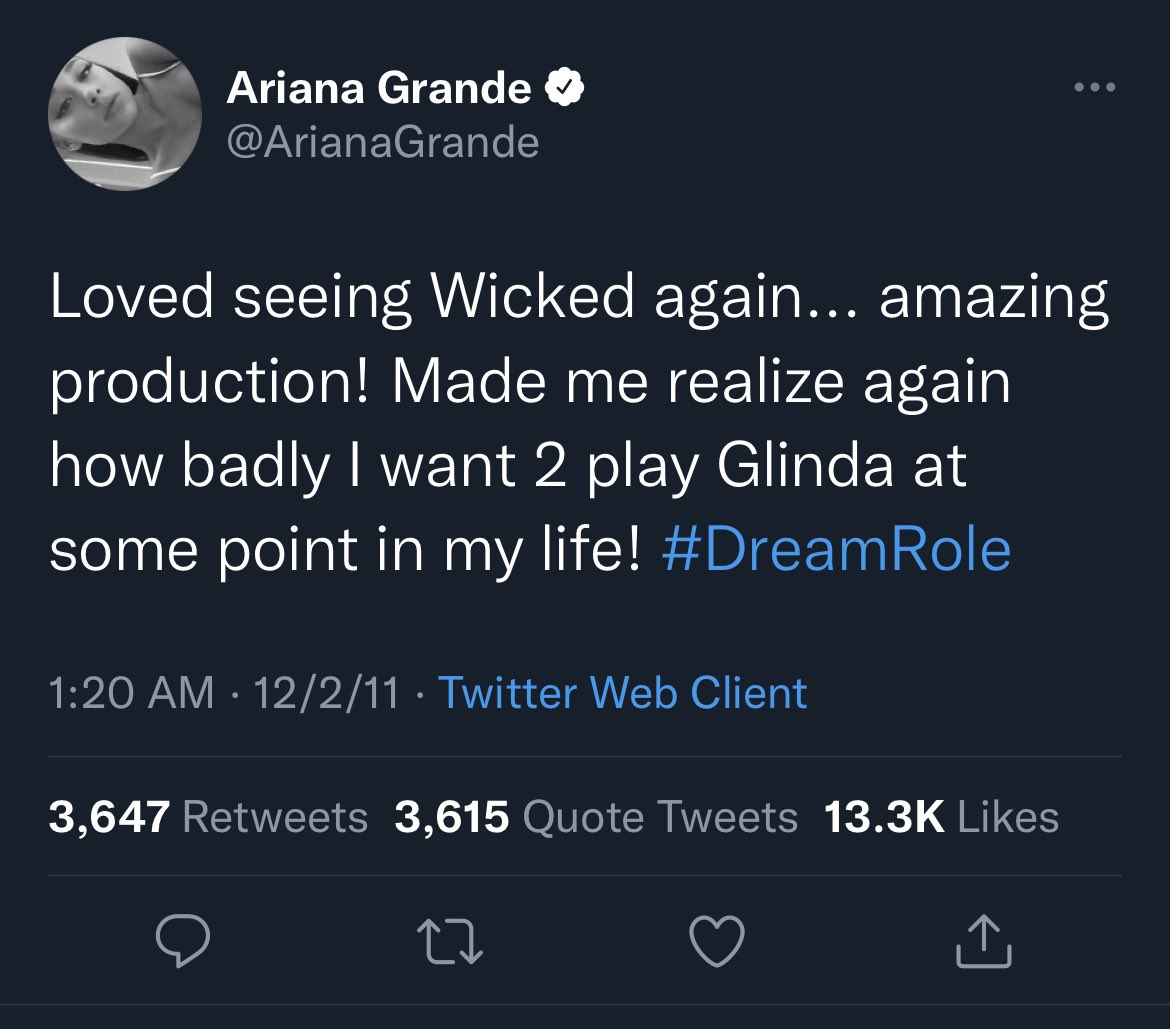 Posts that aged well - people are going to talk badly about you no matter what so do what makes you happy - Ariana Grande Grande Loved seeing Wicked again... amazing production! Made me realize again how badly I want 2 play Glinda at some point in my life