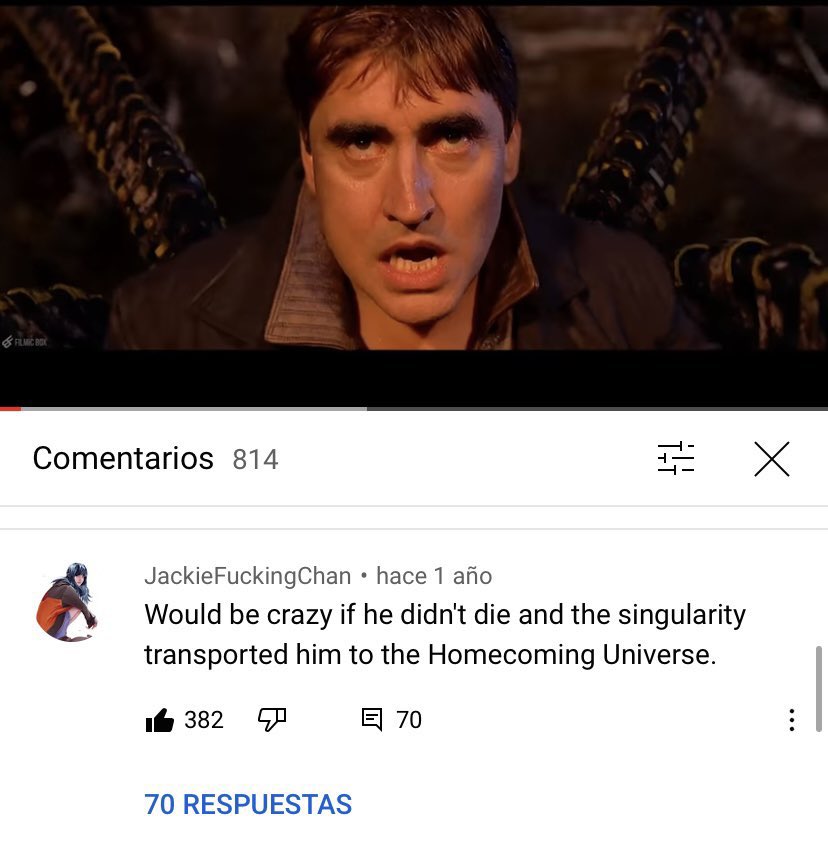 Posts that aged well - will not die a monster gif - Filmic Boe Comentarios 814 Hi! JackieFuckingChan hace 1 ao Would be crazy if he didn't die and the singularity transported him to the Homecoming Universe. Il 382 El 70 70 Respuestas
